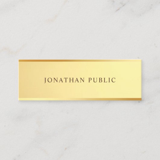 Glam Gold Look Sjabloon Elegant Modern Eenvoudig Mini Visitekaartje (Voorkant)