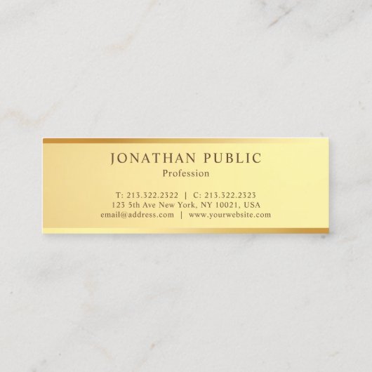 Glam Gold Look Sjabloon Elegant Modern Eenvoudig Mini Visitekaartje (Achterkant)