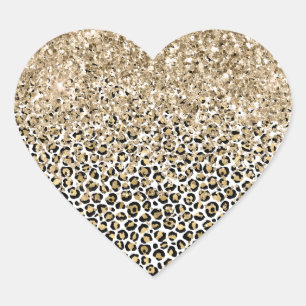 Glam Gold-luipaard afdrukken Glitter sparkle Hart Sticker