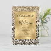 Glam Gold-luipaard afdrukken Glitter sparkle Kaart (Staand voorkant)
