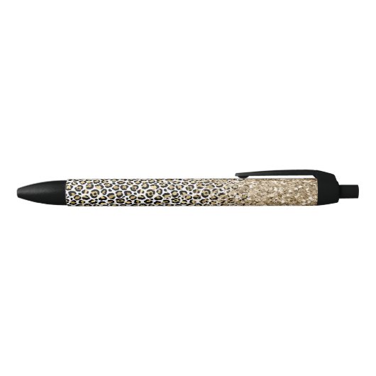 Glam Gold-luipaard afdrukken Glitter sparkle Zwarte Inkt Pen (Bovenkant)