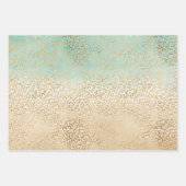Glam Gold Luipaard Print Aqua Ombre Waterverf Inpakpapier Vel (Voorkant)