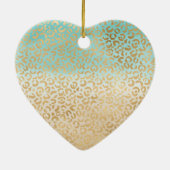 Glam Gold Luipaard Print Aqua Ombre Waterverf Keramisch Ornament (Achterkant)