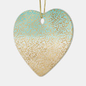 Glam Gold Luipaard Print Aqua Ombre Waterverf Keramisch Ornament (Links)