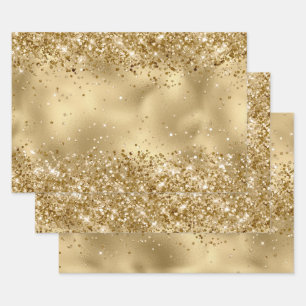 Glam Gold Luxe Glitzy Sparkle Glitter     Inpakpapier Vel
