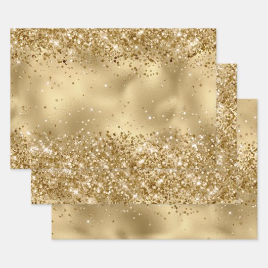 Glam Gold Luxe Glitzy Sparkle Glitter Inpakpapier Vel (Set)