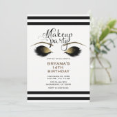 Glam Gold Make-up Wimpers Schoonheid Custom Party Kaart (Staand voorkant)