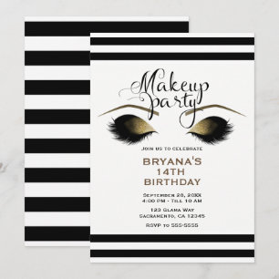 Glam Gold Makeup Eyelashes Beauty Custom Party Kaart