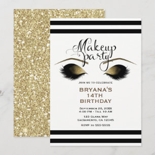 Glam Gold Makeup Eyelashes Beauty Custom Party Kaart