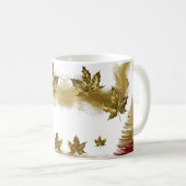 Glam Gold Maple Leaves Abstract Christmas Tree  Koffiemok (Voorkant rechts)