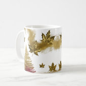 Glam Gold Maple Leaves Abstract Christmas Tree  Koffiemok (Voorkant links)