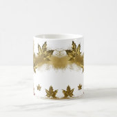 Glam Gold Maple Leaves Abstract Christmas Tree  Koffiemok (Center)