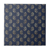 Glam Gold Mermaid Navy Blue Tegeltje (Voorkant)