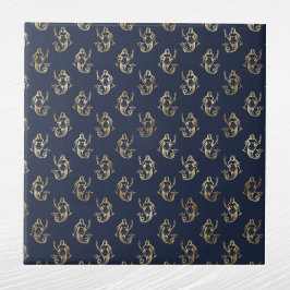 Glam Gold Mermaid Navy Blue Tegeltje