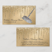 Glam Gold Metallic Glitter Druppels Reinigingsserv Visitekaartje (Voorkant / Achterkant)