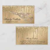 Glam Gold Metallic Glitter Druppelt Haar Schaar Visitekaartje (Voorkant / Achterkant)