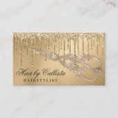 Glam Gold Metallic Glitter Druppelt Haar Schaar Visitekaartje (Voorkant)