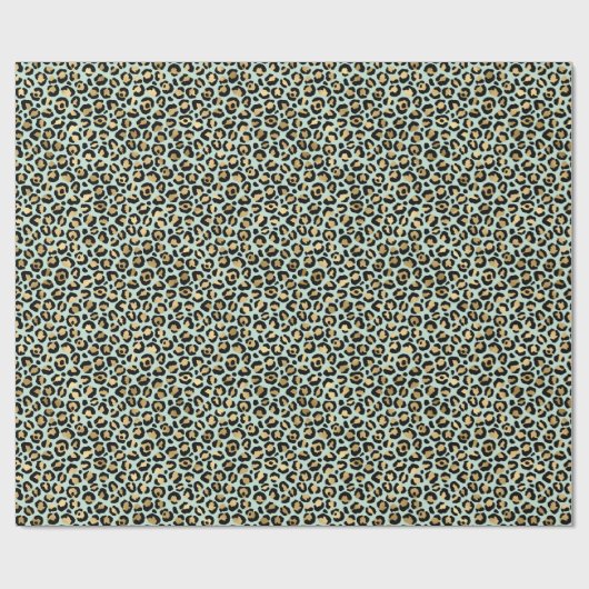 Glam Gold Mint Green Leopard Print Cadeaupapier (Vlak)