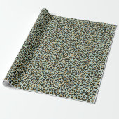 Glam Gold Mint Green Leopard Print Cadeaupapier (Uitgerold)
