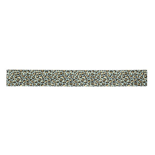 Glam Gold Mint Green Leopard Print     Satijnen Lint (Voorkant)
