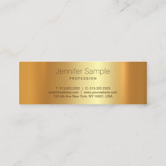 Glam Gold Moderne, geavanceerde Trending Plain Mini Visitekaartje (Achterkant)