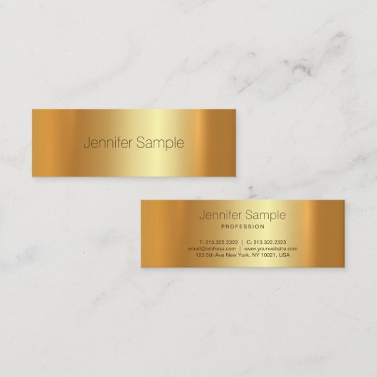 Glam Gold Moderne, geavanceerde Trending Plain Mini Visitekaartje (Voorkant / Achterkant)