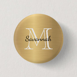 Glam Gold Monogram Faux Metal Ronde Button 3,2 Cm