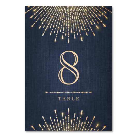 Glam gold navy art deco vintage bruiloft kaart