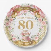 Glam Gold Nummer 80ste Boho Glitter Sparkle Borden Papieren Bordje (Voorkant)