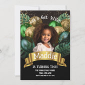 Glam Gold Oerwoud Safari Verjaardagsuitnodiging Kaart (Voorkant)