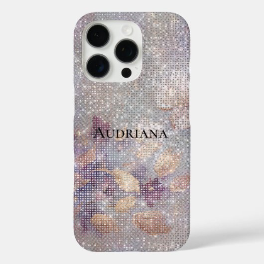 Glam Gold Paarse Floral Sparkle Case-Mate iPhone Case (Achterkant)