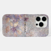 Glam Gold Paarse Floral Sparkle Case-Mate iPhone Case (Achterkant (horizontaal))