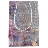 Glam Gold Paarse Floral Sparkle Medium Cadeauzakje (Voorkant)