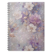 Glam Gold Paarse Floral Sparkle Notitieboek (Voorkant)