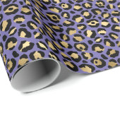 Glam Gold Paarse leopard Print Cadeaupapier (Rol Hoek)