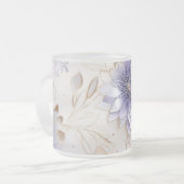  Glam Gold Paarse Parel Wit Bloemen Matglas Koffiemok (Voorkant links)