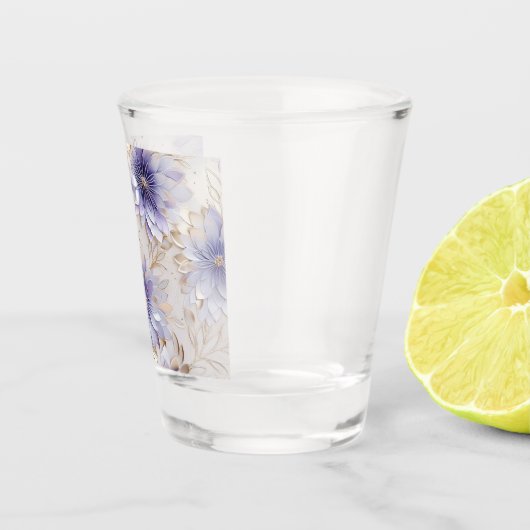  Glam Gold Paarse Parel Wit Bloemen Shot Glas (Rechts)