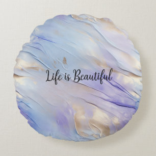  Glam Gold Paarse Parel Witte Bloemen Rond Kussen