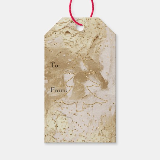 Glam Gold Paint Glitter Sparkle Christmas Tree Cadeaulabel (Voorkant)