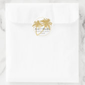 Glam Gold Palm Beach Bruiloft Liefde en Bedankt Ronde Sticker (Tas)