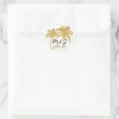 Glam Gold Palm Beach Bruiloft Monogram Ronde Sticker (Tas)