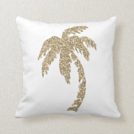Glam Gold Palm Tree White Pillow Cushion Throw Kussen