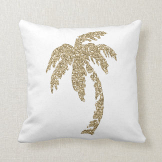 Glam Gold Palm Tree White Pillow Cushion Throw Kussen