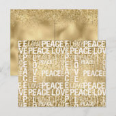 Glam Gold Peace Love Glitter Briefkaart (Voorkant / Achterkant)
