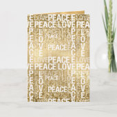 Glam Gold Peace Love Glitter Kaart (Voorkant)
