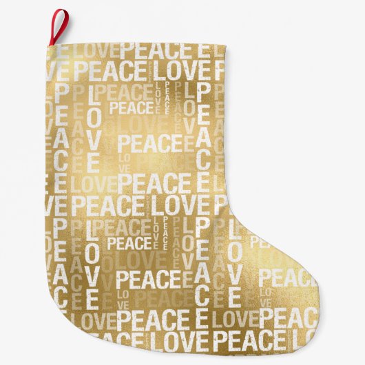 Glam Gold Peace Love Grote Kerstsok (Voorkant)