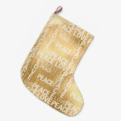 Glam Gold Peace Love Grote Kerstsok (Voorkant (Hangend))