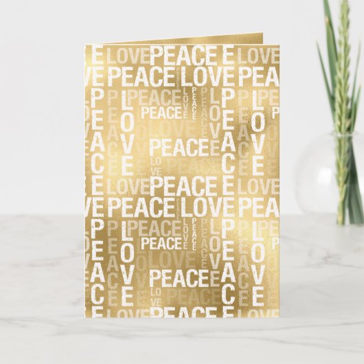 Glam Gold Peace Love Kaart (Voorkant)