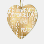 Glam Gold Peace Love Keramisch Ornament (Links)