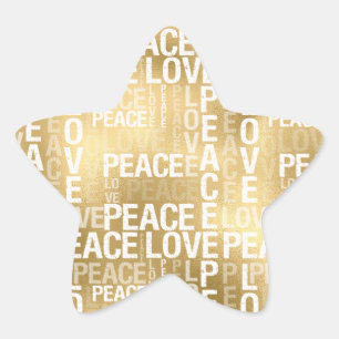 Glam Gold Peace Love Ster Sticker